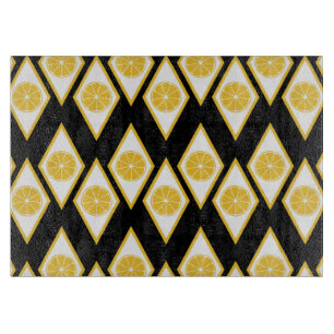 Citrus Slices in Modern Diamond Pattern Cutting Board