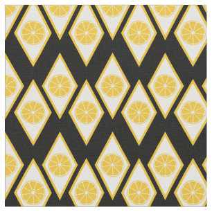 Citrus Slices in Modern Diamond Pattern Fabric