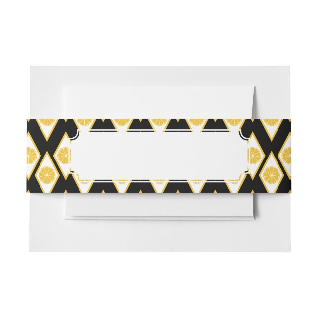 Citrus Slices in Modern Diamond Pattern Invitation Belly Band (Front Example)