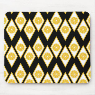 Citrus Slices in Modern Diamond Pattern Mouse Pad