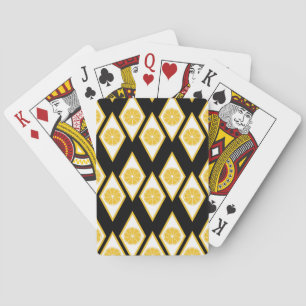 Citrus Slices in Modern Diamond Pattern Playing Cards