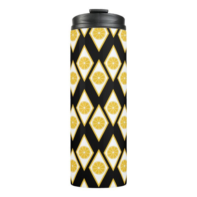Citrus Slices in Modern Diamond Pattern Thermal Tumbler (Front)