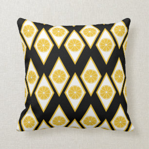 Citrus Slices in Modern Diamond Pattern Throw Pillow