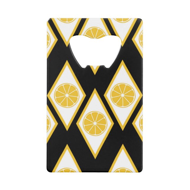 Citrus Slices in Modern Diamond Pattern Wallet Bottle Opener (Front)