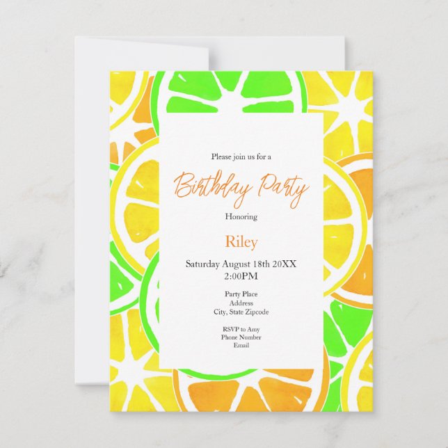 Citrus Slices Invitation (Front)