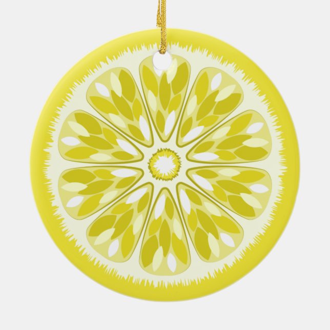 Citrus Slices Lemon Ceramic Ornament (Back)