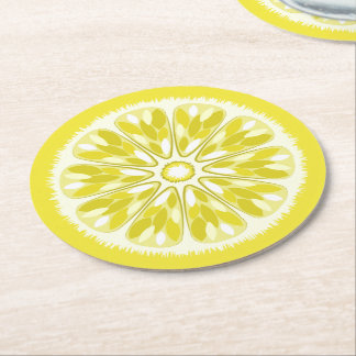 Citrus Slices Lemon Round Paper Coaster