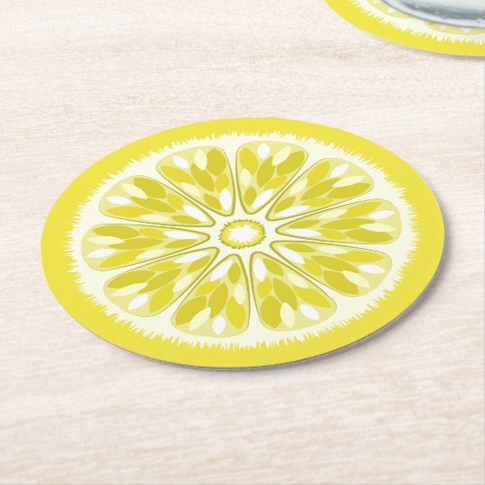 Citrus Slices Lemon Round Paper Coaster