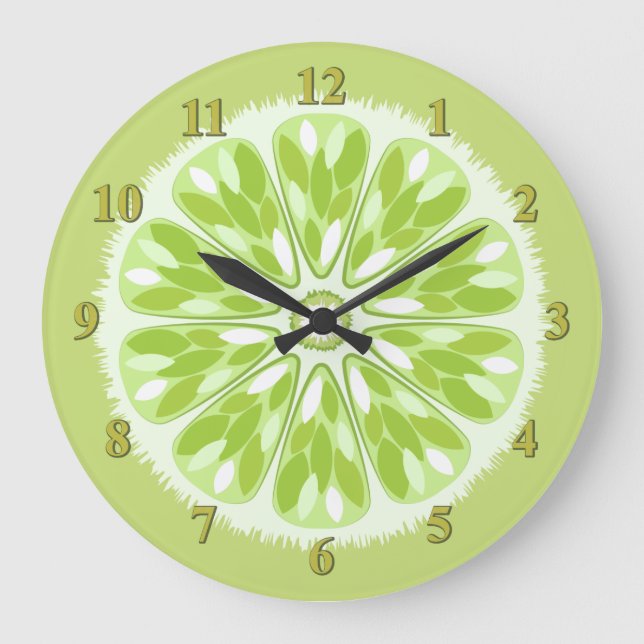 Citrus Slices Lime Large Clock (Front)