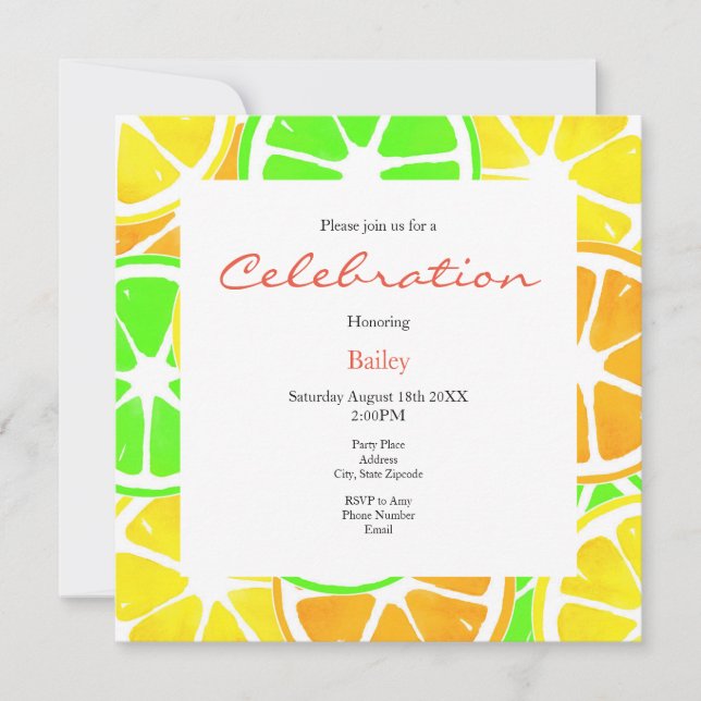 Citrus Slices Pattern Invitation (Front)
