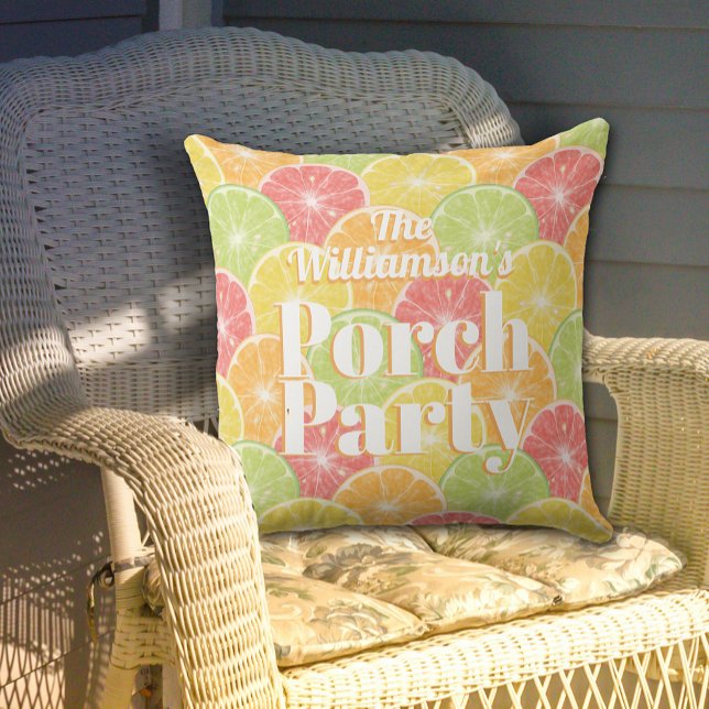 Citrus Slices Porch Party Outdoor Pillow (Citrus Fruit Slices Porch Party Outdoor Pillow in 2 sizes)