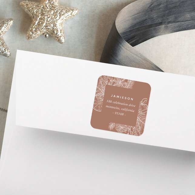 Citrus & Spice | Holiday Return Address Square Sticker (Creator Uploaded)