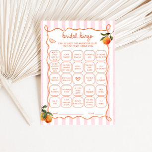 Citrus Spritz Pink Stripes Bridal Bingo Card