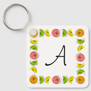Citrus Square  Monogram aluminium double-sided Keychain