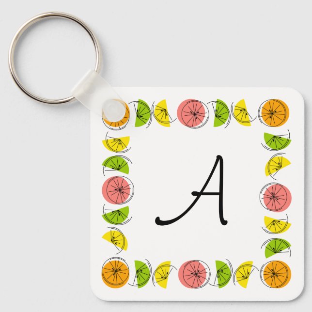 Citrus Square  Monogram aluminium double-sided Keychain (Front)