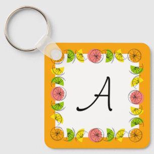 Citrus Square Orange Monogram aluminium  Keychain