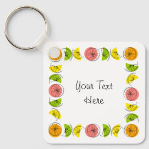 Citrus Square Text aluminium double-sided Keychain