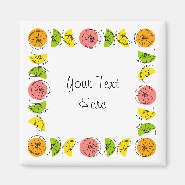 Citrus Square Text magnet square (Front)