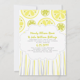 Citrus Stripes Wedding Invitation