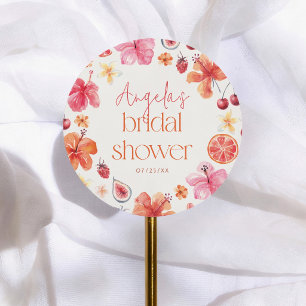 Citrus Summer Bridal Shower Classic Round Sticker