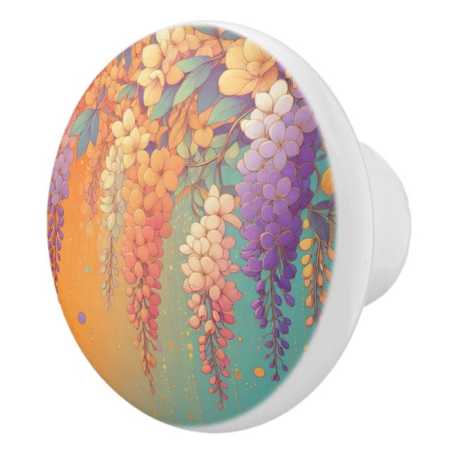 Citrus Sunset Wisteria Ceramic Knob (Right)