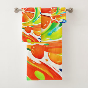 Citrus swirling Splash Design Bath Towel Set