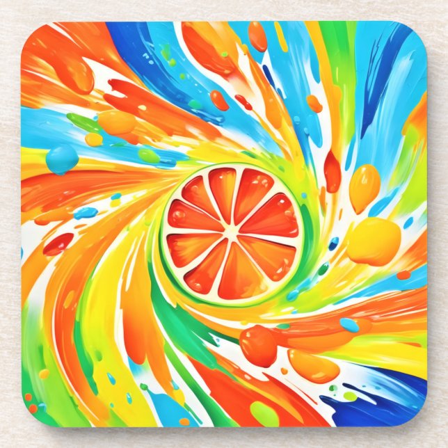 Citrus swirling Splash Design Coaster (Front)