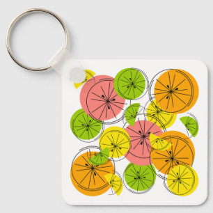 Citrus text back aluminium square double-sided keychain