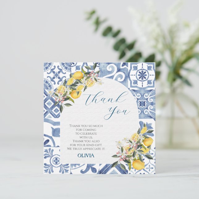 Citrus theme baby shower thank you card (Standing Front)