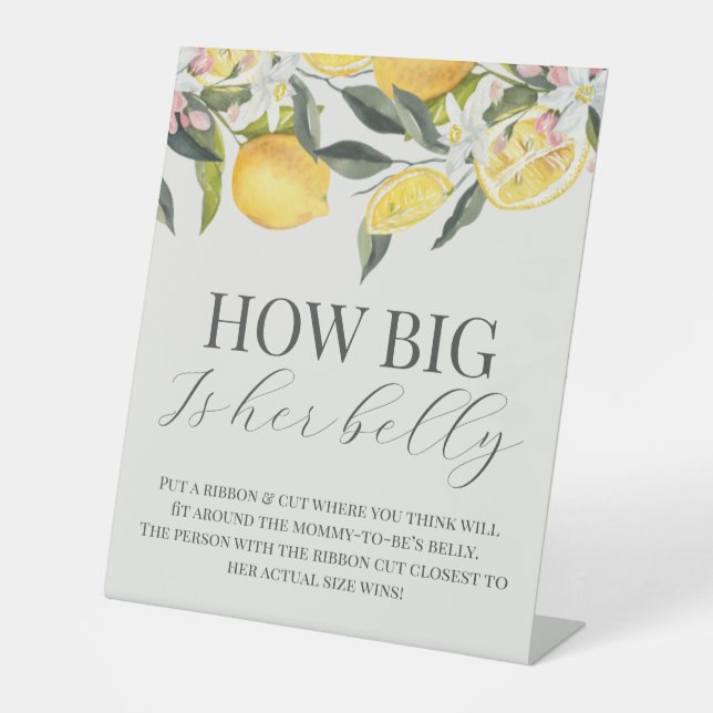 Citrus theme how big is her belly baby shower sign (Front)