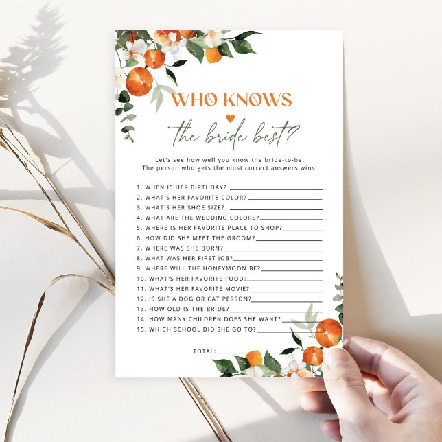 Citrus theme Who knows the bride best game (Creator Uploaded)