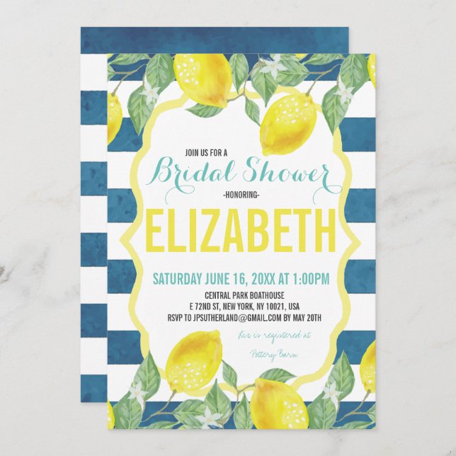 Citrus Themed Bridal Shower Invitation (Front/Back)
