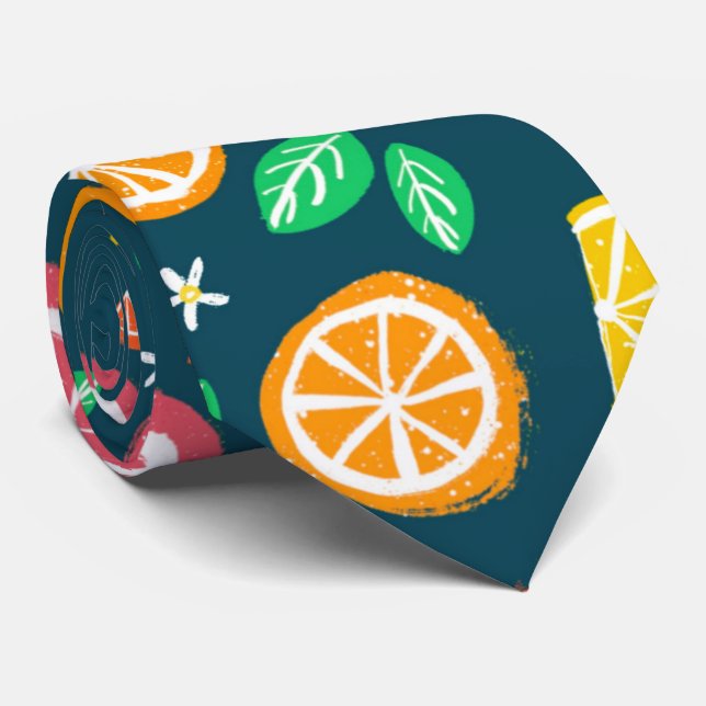 Citrus Tie on Teal (Rolled)