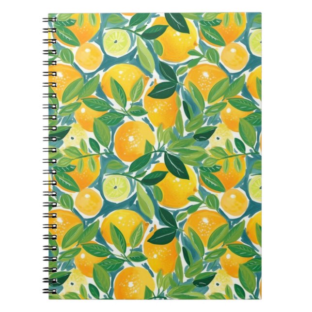 Citrus Tree Artisan Lemons Oranges Limes Colourful Notebook (Front)