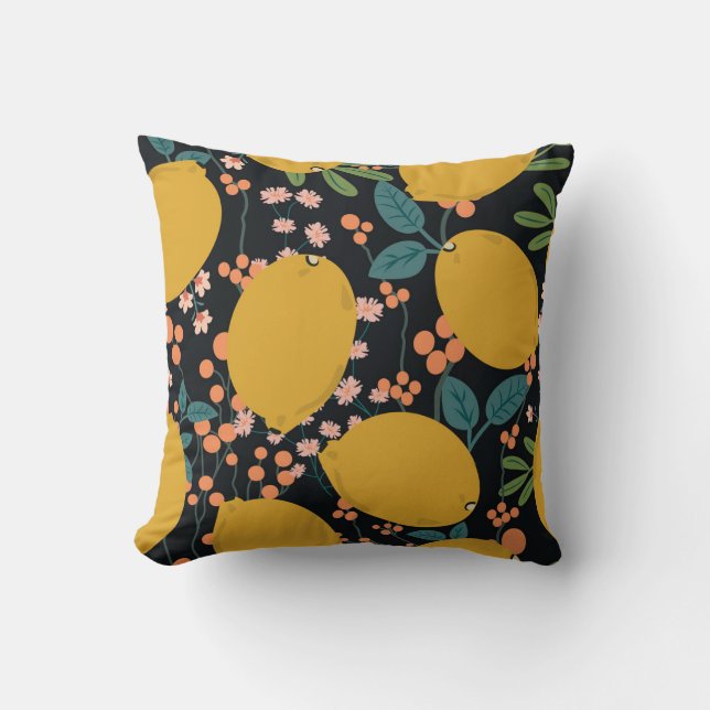 Citrus Tree Hand Drawn: Vintage Throw Pillow (Front)