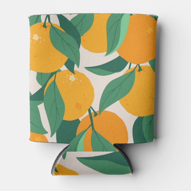 Citrus Tree: Summer Hand Drawn Can Cooler (Front)