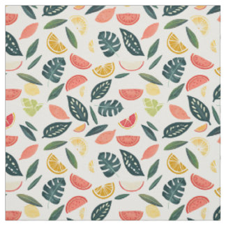 Citrus Tropical Leaves Seamless Pattern Fabric
