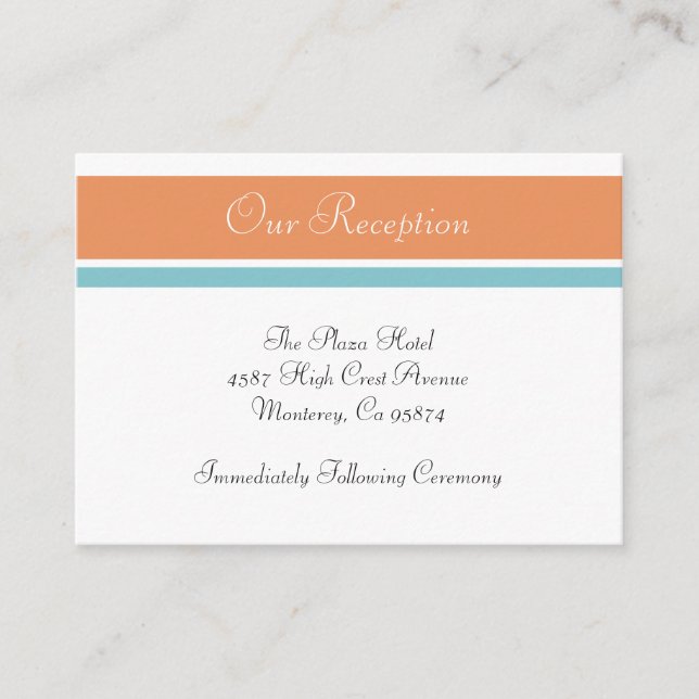 Citrus Tropical Spa Wedding Reception Insert Cards (Front)