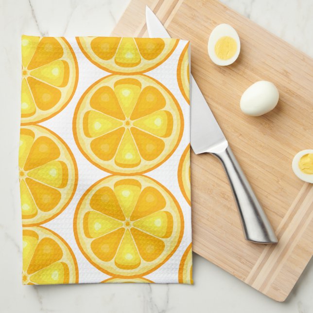 Citrus tropical SUMMER FRUIT Orange lemons Slice Kitchen Towel (Quarter Fold)