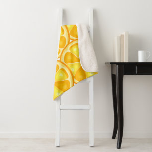 Citrus TROPICAL SUMMER FRUIT Orange lemons Slice Sherpa Blanket