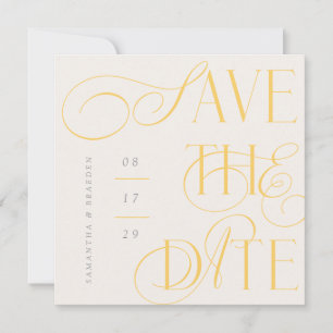 Citrus Twist Modern Calligraphy Save The Date Card