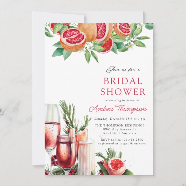 Citrus vert | Invitations de douche nuptiale (Devant)