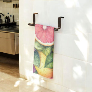 Citrus Vibrant Lemon & Orange Watercolor Floral  Kitchen Towel
