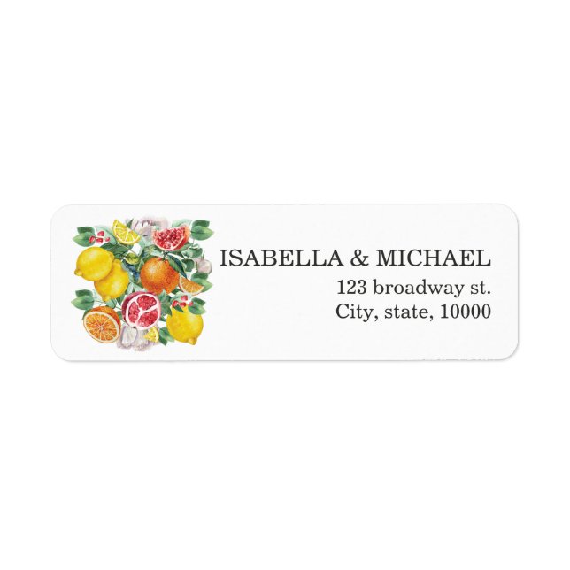 Citrus Watercolor Botanical Wedding Address (Front)