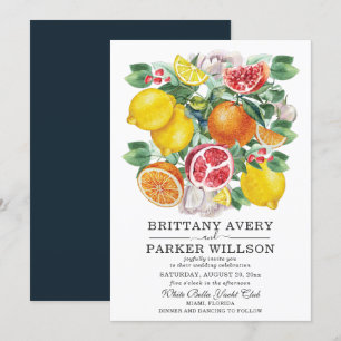 Citrus Watercolor Botanical Wedding Invitation