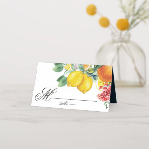 Citrus Watercolor Botanical Wedding Place Card
