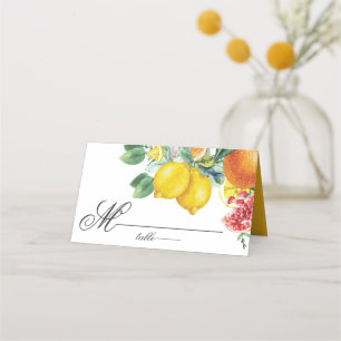 Citrus Watercolor Botanical Wedding Place Card
