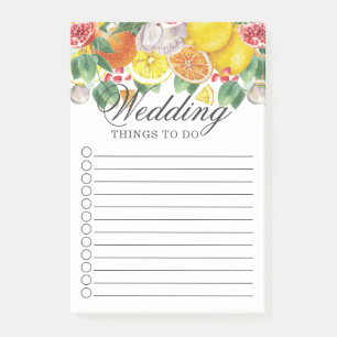 Citrus Watercolor Botanical Wedding Post-it Notes