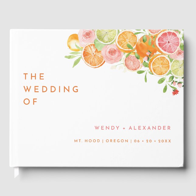 Citrus Watercolor Mariage Monogram Livre d'or (Recto)