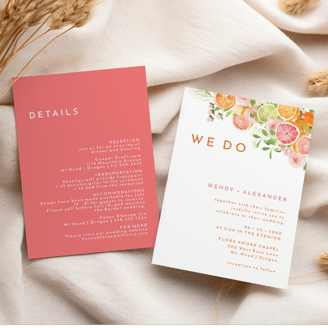 Citrus Watercolor We Do All in One Wedding Invitation (Creator Uploaded)